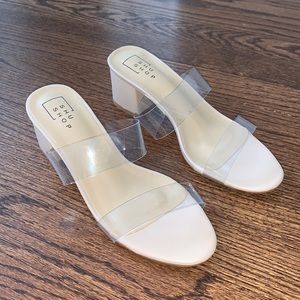 Clear strapped heels